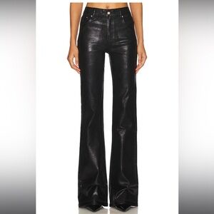Black Liquid Denim Flare Pants